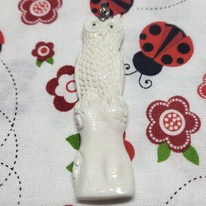 Bali Goddess Carved Bone Owl Sterling Silver Pendant